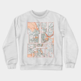 Turin, Piedmont, Italy City Map Typography - Bohemian Crewneck Sweatshirt